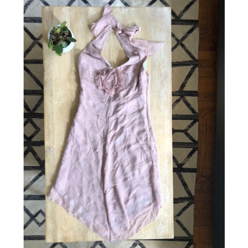 NWT BCBG Maxazria pink silk halter dress